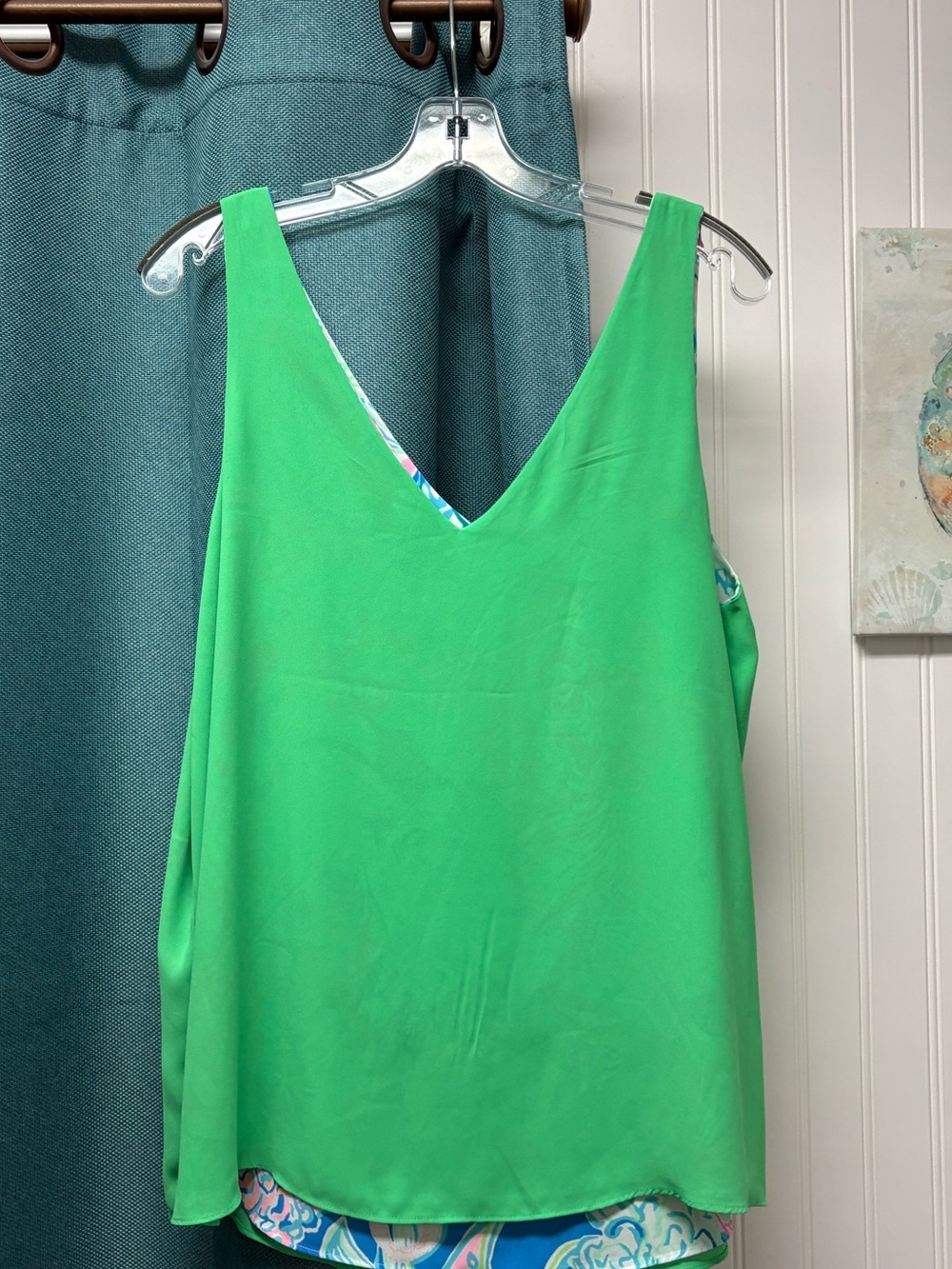 Lilly Pulitzer, reversible, floral and bright green, tank top size, medium - Picture 7 of 8